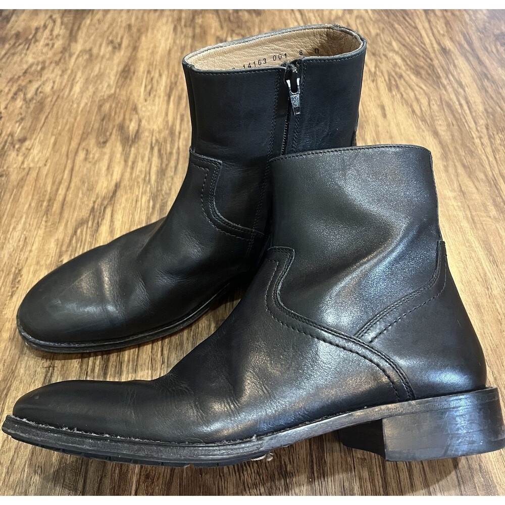 Florsheim Imperial Men 8D Black Leather Side Zip Ankle Boots Capital Dress 14163